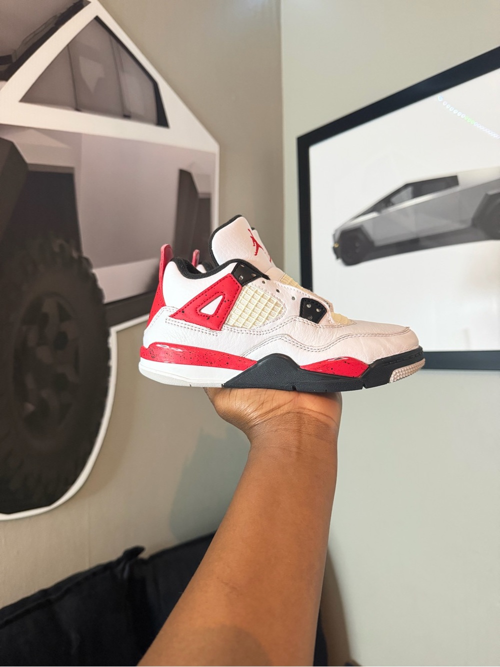 Jordan Kids Basketball Sneakers in White, Red & Black